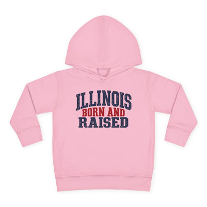 Illinois Born and Raised Bold Hometown Pride Unisex Toddler Pullover Fleece Hoodie