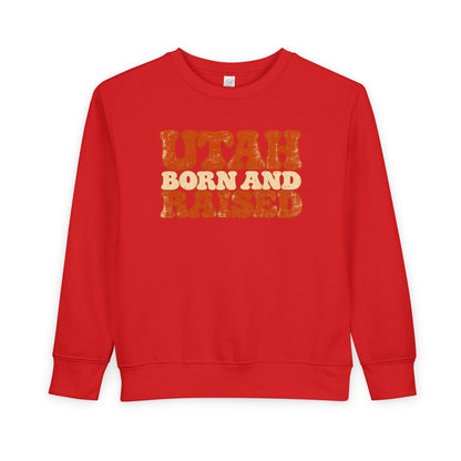 Utah Born and Raised Retro 1970s Unisex Toddler Sweatshirt