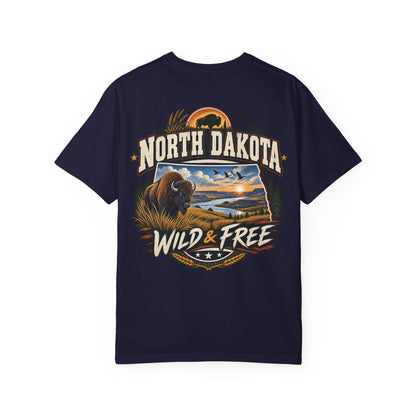 North Dakota Wild & Free Unisex Comfort Color 1717 Streetwear Graphic Tee