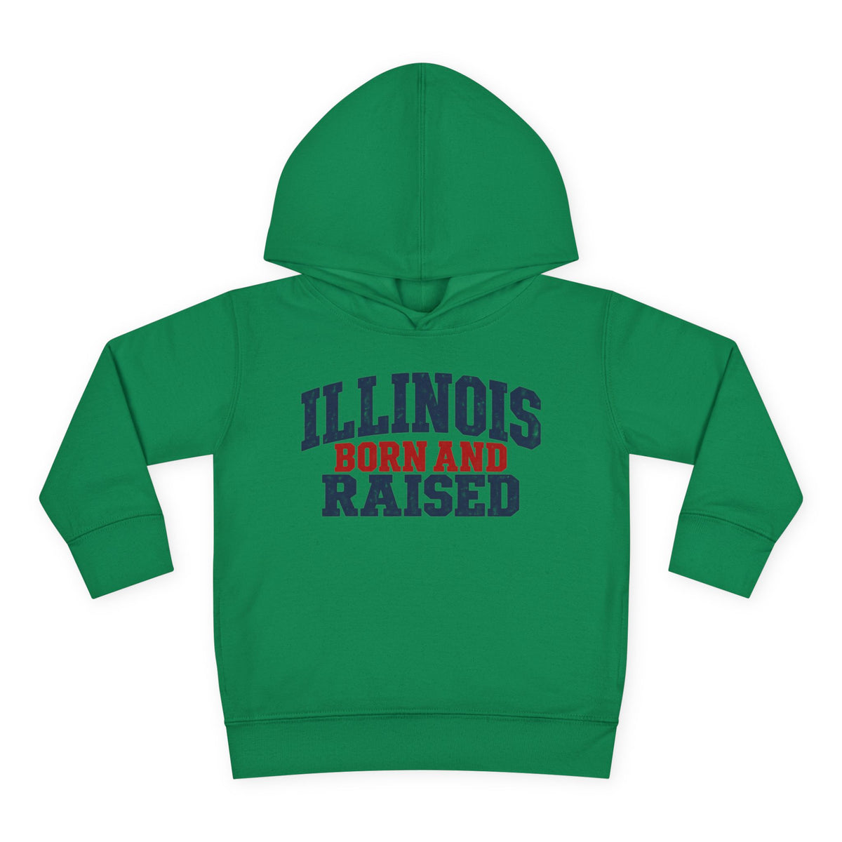 Illinois Born and Raised Rustic Midwest Americana Unisex Toddler Pullover Fleece Hoodie