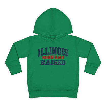 Illinois Born and Raised Rustic Midwest Americana Unisex Toddler Pullover Fleece Hoodie