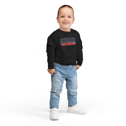 Indiana Born and Raised Midwest Americana Unisex Toddler Sweatshirt