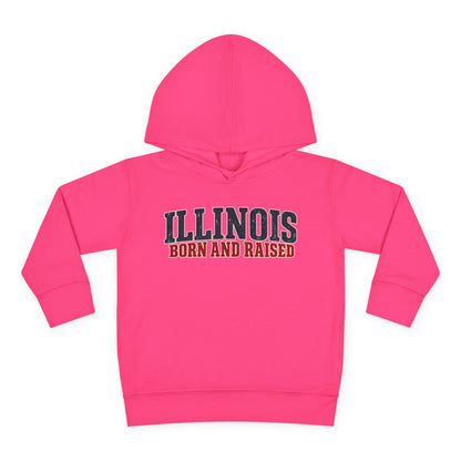 Illinois Born and Raised Midwest Americana Unisex Toddler Pullover Fleece Hoodie
