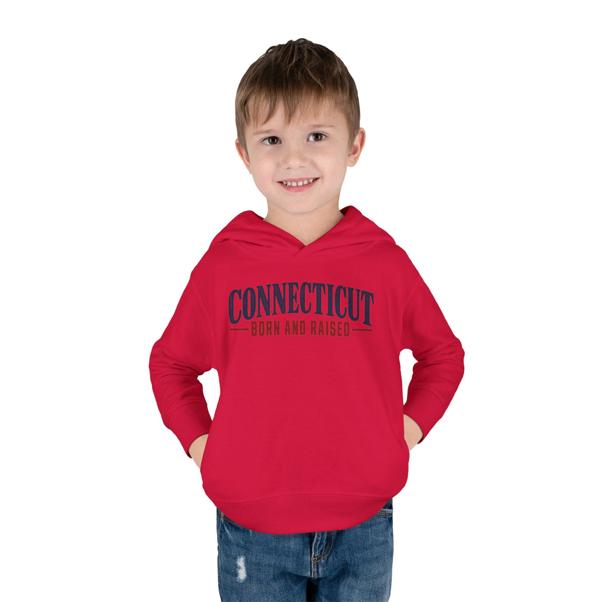 Connecticut Born and Raised Classic New England Unisex Toddler Pullover Fleece Hoodie