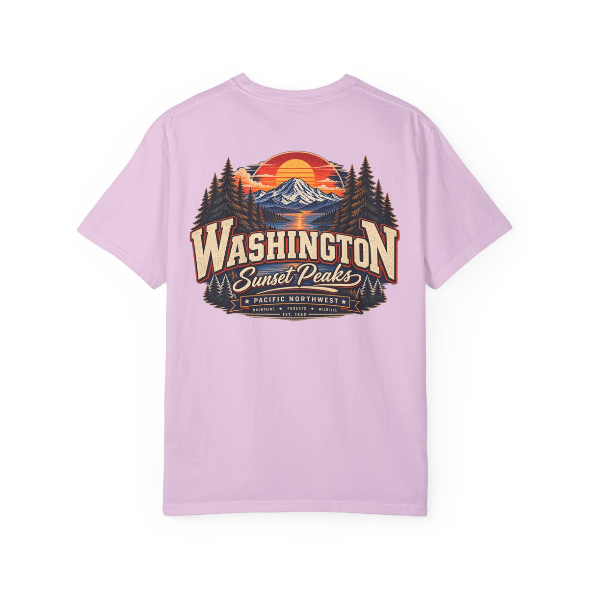 Washington Sunset Peaks Unisex Comfort Color 1717 Streetwear Graphic Tee