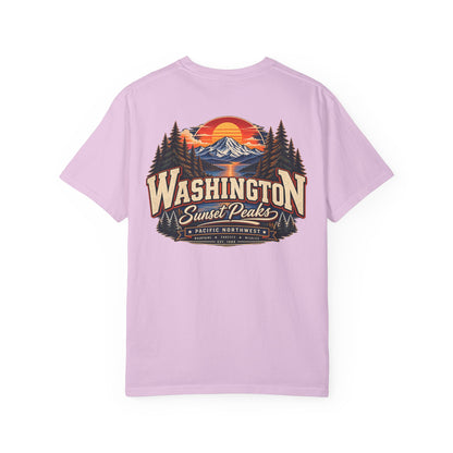 Washington Sunset Peaks Unisex Comfort Color 1717 Streetwear Graphic Tee