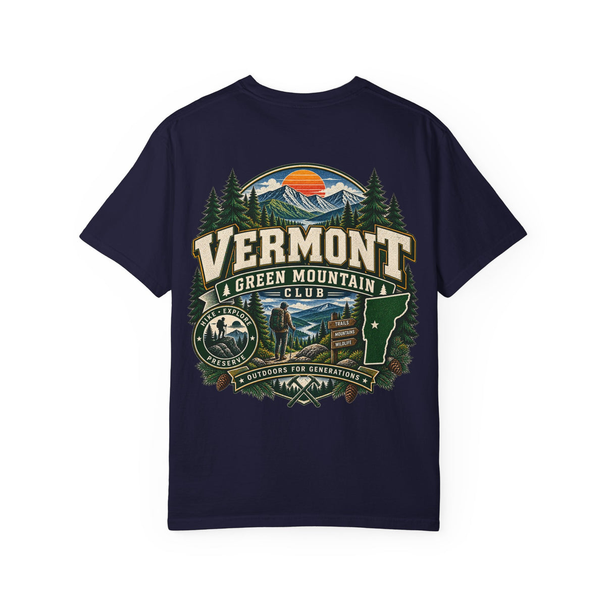 Vermont Green Mountain Club Unisex Comfort Color 1717 Streetwear Graphic Tee