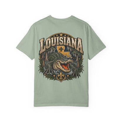 Louisiana Gator Emblem Unisex Comfort Color 1717 Streetwear Graphic Tee