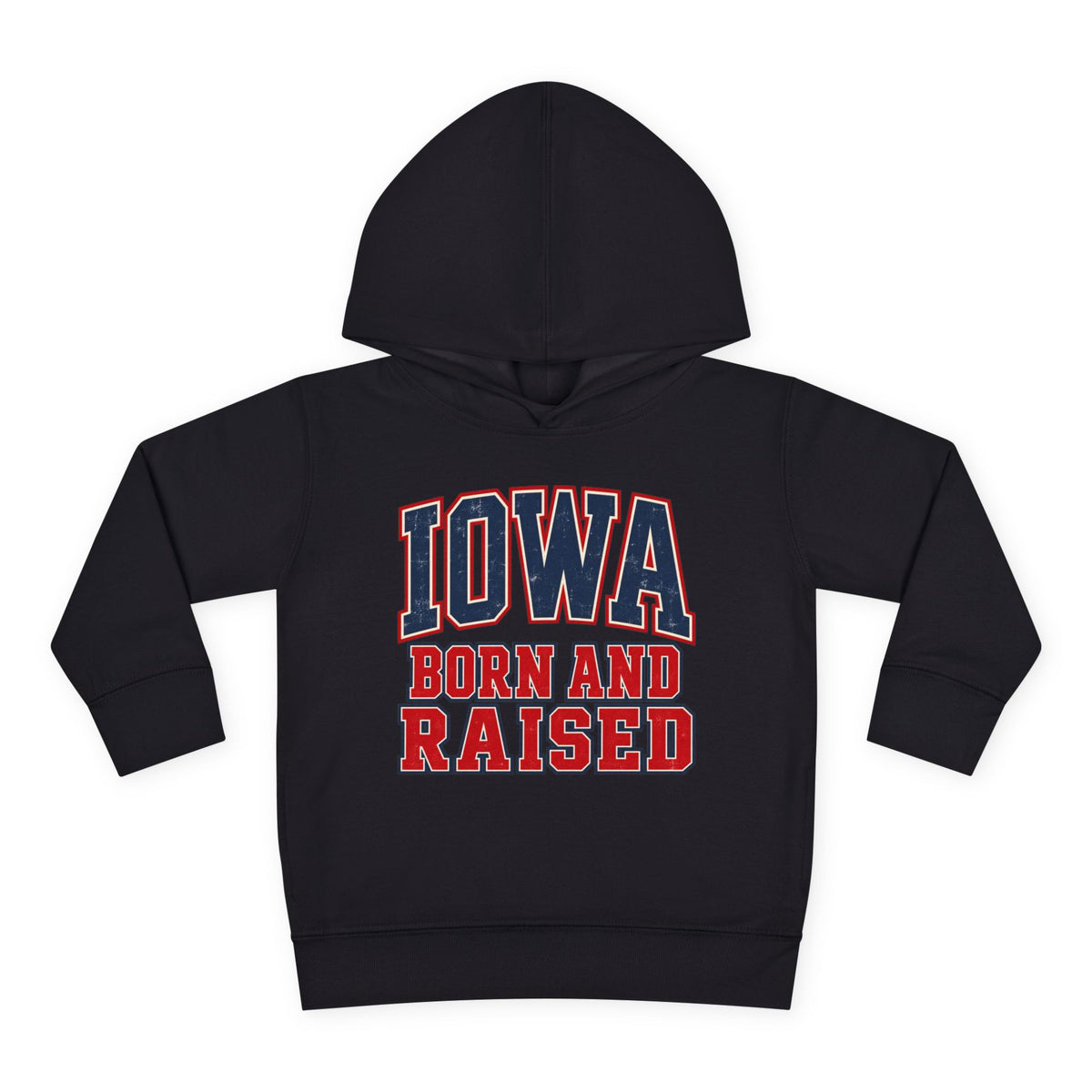 Iowa Born and Raised Vintage Collegiate Unisex Toddler Pullover Fleece Hoodie