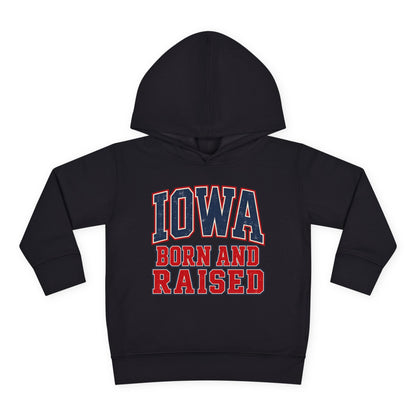Iowa Born and Raised Vintage Collegiate Unisex Toddler Pullover Fleece Hoodie