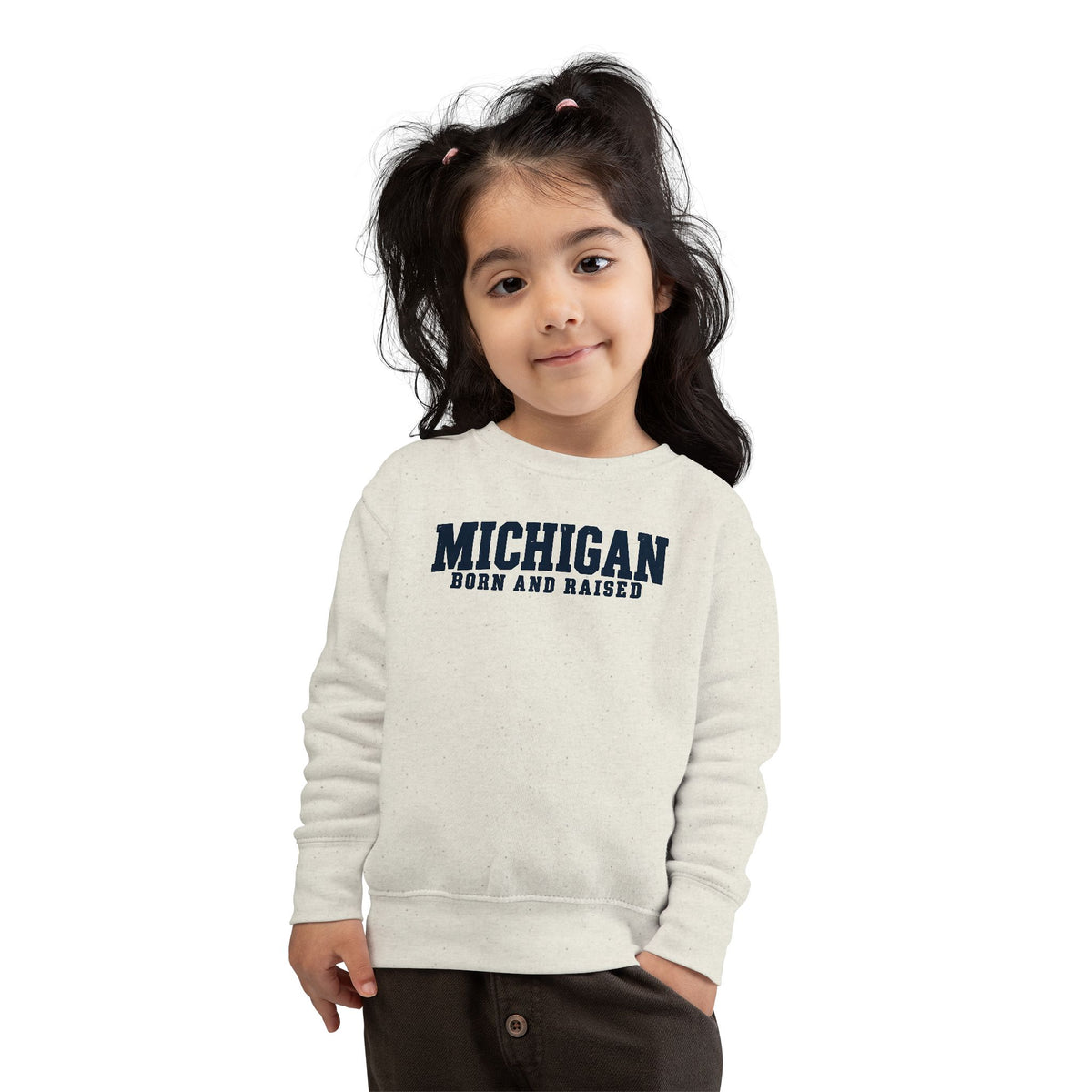 Michigan Born and Raised Rustic Midwest Unisex Toddler Sweatshirt