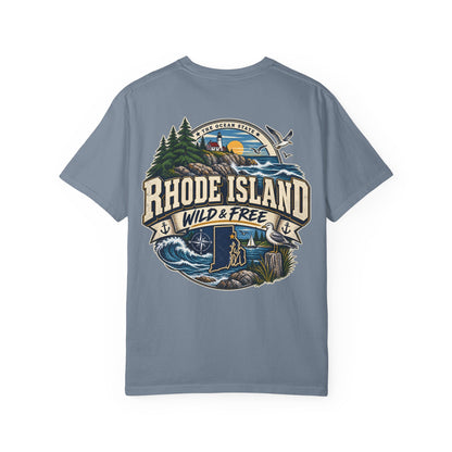 Rhode Island Wild & Free Unisex Comfort Color 1717 Streetwear Graphic Tee