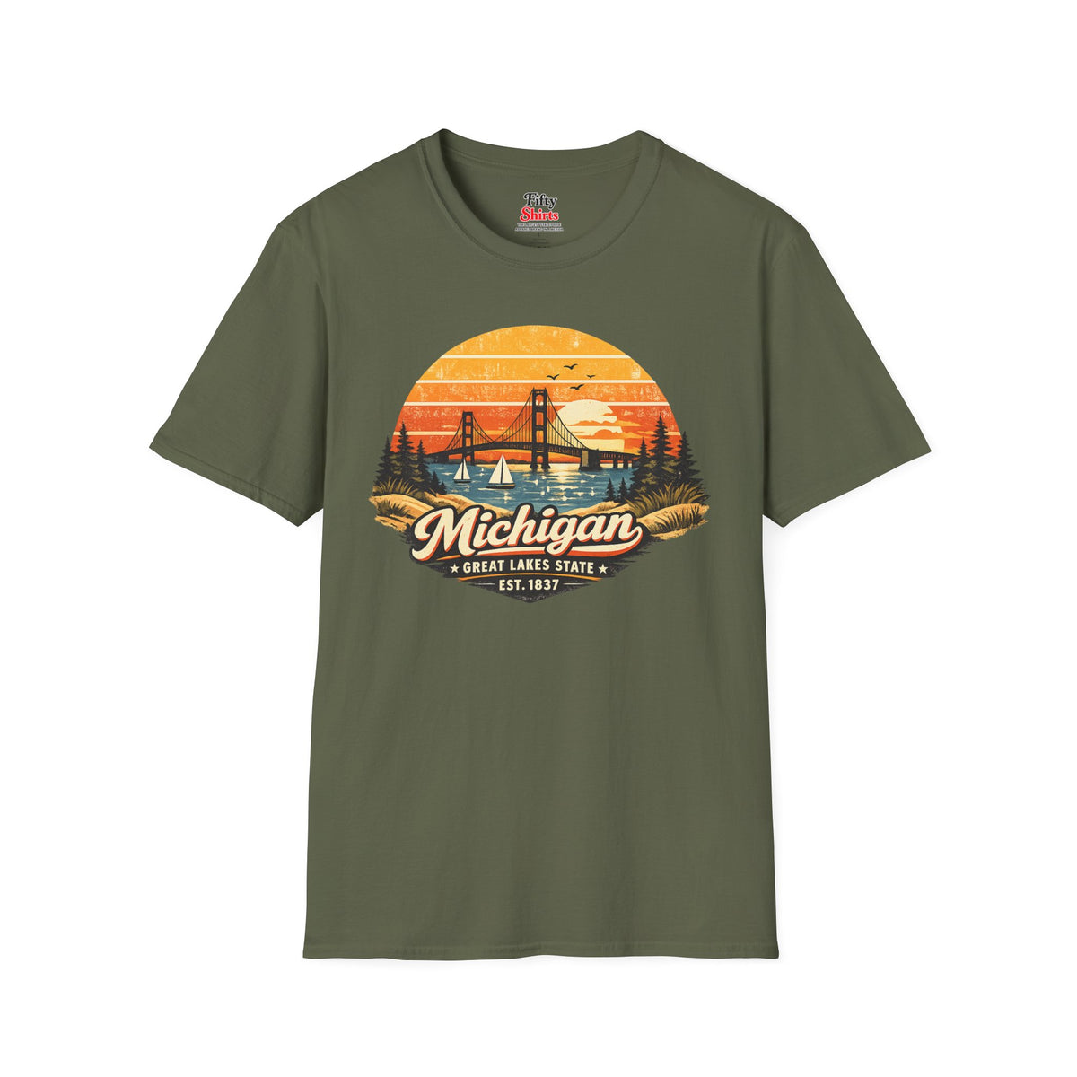 Michigan Lakeside Sunset Unisex Softstyle T Shirt State Pride Graphic Tee Collections FS03