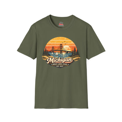 Michigan Lakeside Sunset Unisex Softstyle T Shirt State Pride Graphic Tee Collections FS03
