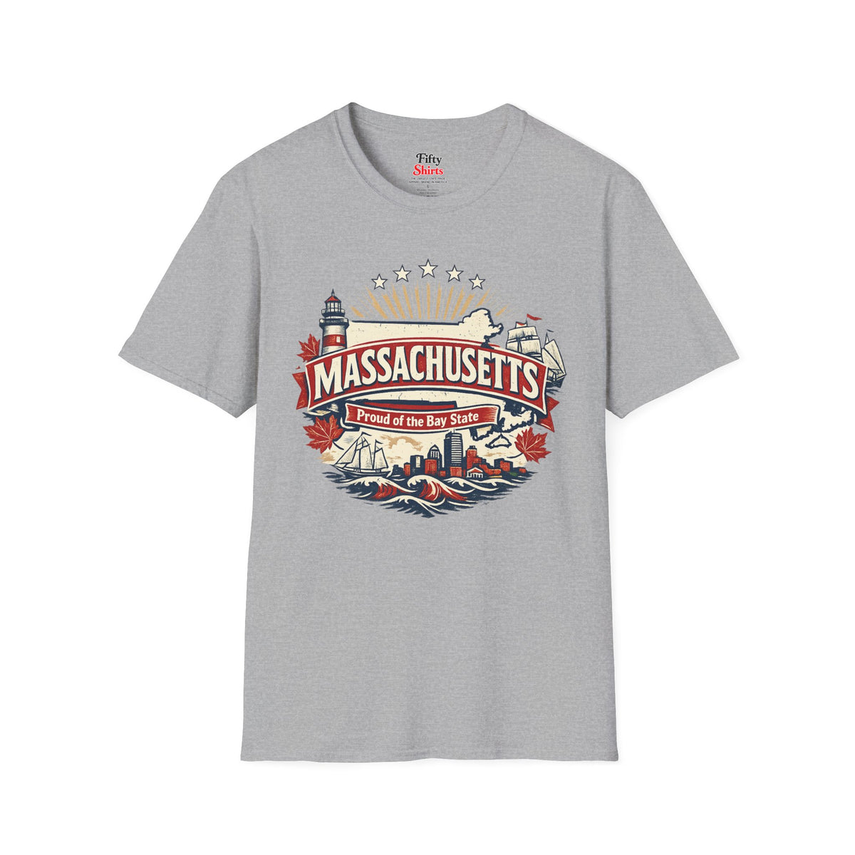 Massachusetts State Pride Unisex Softstyle T Shirt State Pride Graphic Tee Collections FS03