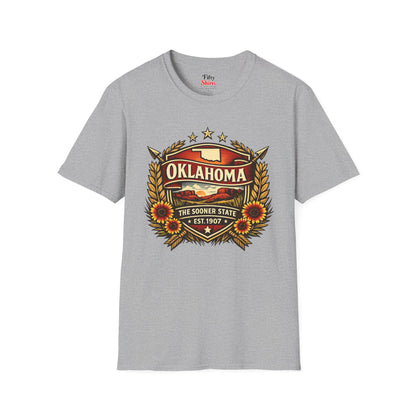 Oklahoma Heritage Badge Unisex Softstyle T Shirt State Pride Graphic Tee Collections FS03