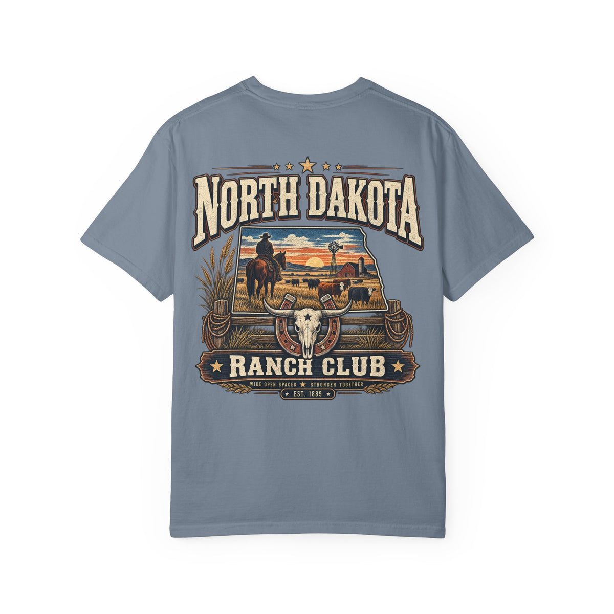 North Dakota Ranch Club Unisex Comfort Color 1717 Streetwear Graphic Tee
