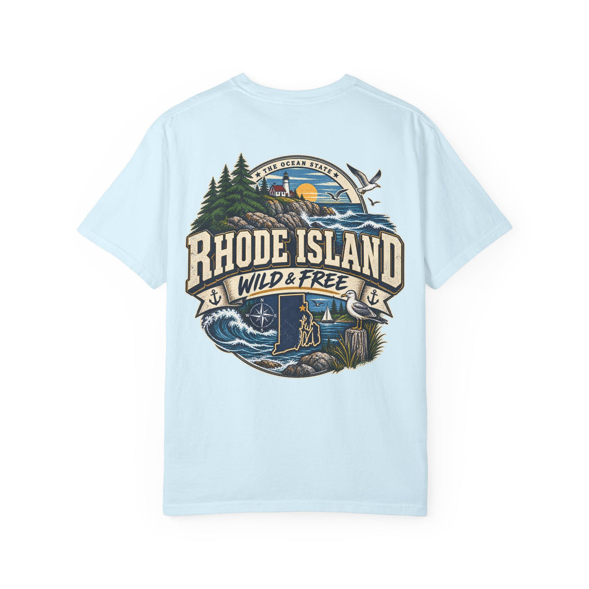 Rhode Island Wild & Free Unisex Comfort Color 1717 Streetwear Graphic Tee
