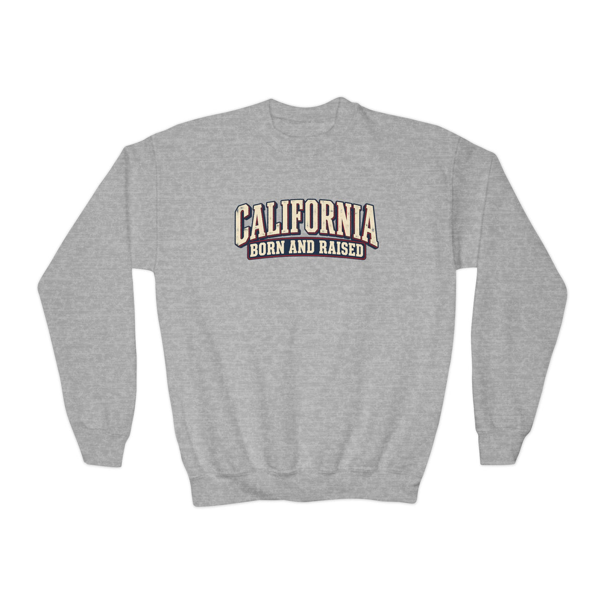 California Born and Raised Old-School Americana Unisex Youth Crewneck Sweatshirt Graphic