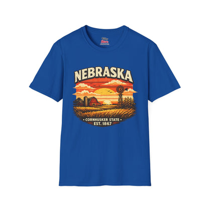 Nebraska Prairie Sunset Unisex Softstyle T Shirt State Pride Graphic Tee Collections FS03