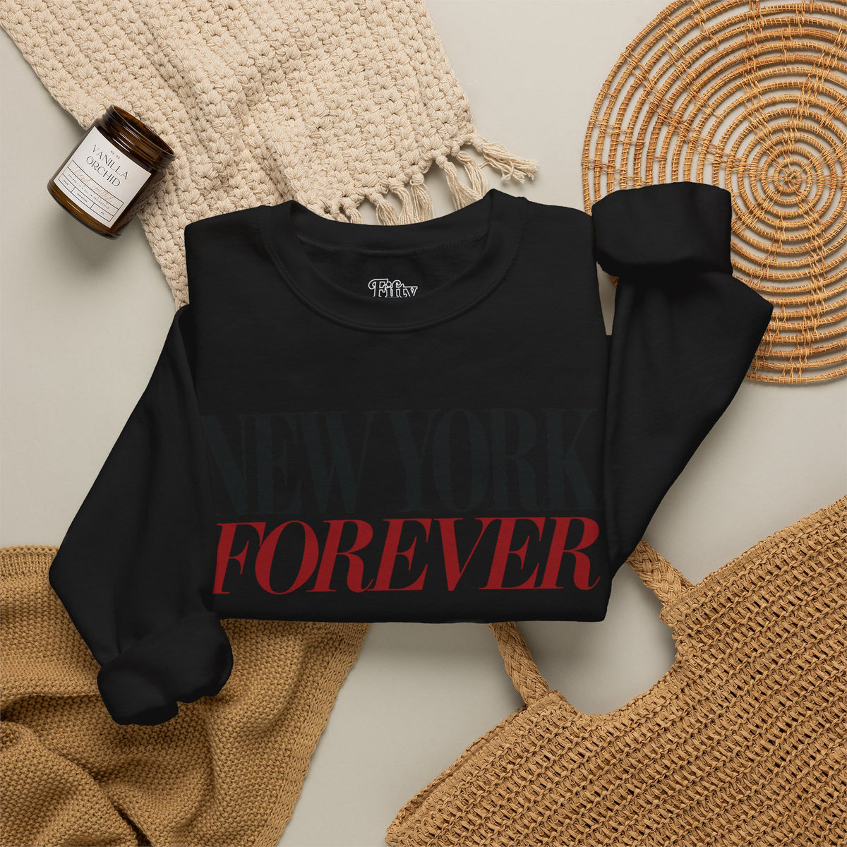 New York Forever Unisex Crewneck Sweatshirt State Name Graphic