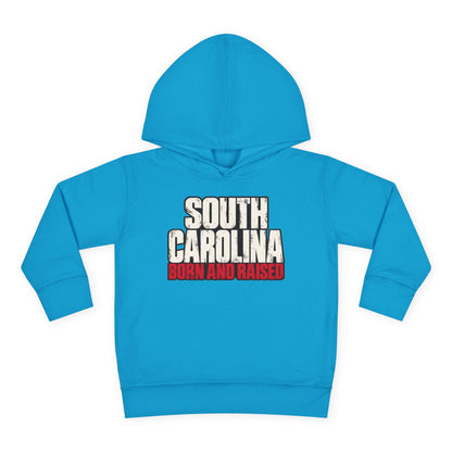 South Carolina Born and Raised Southern Streetwear Unisex Toddler Pullover Fleece Hoodie