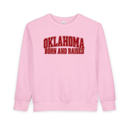 Oklahoma Born and Raised Vintage Collegiate Unisex Toddler Sweatshirt