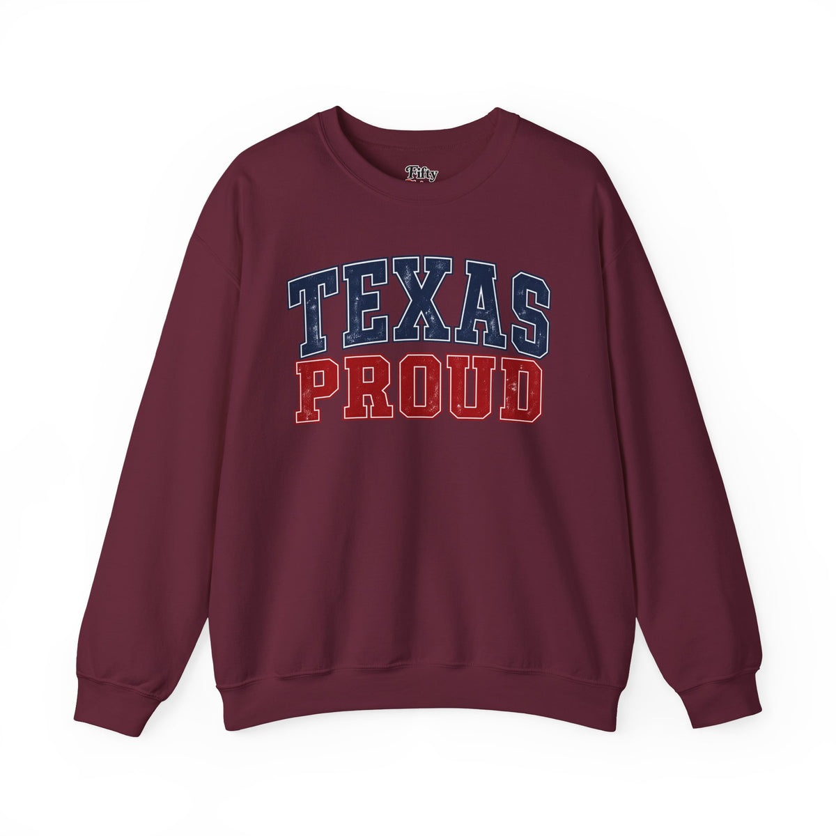 Texas Proud Unisex Crewneck Sweatshirt State Name Graphic