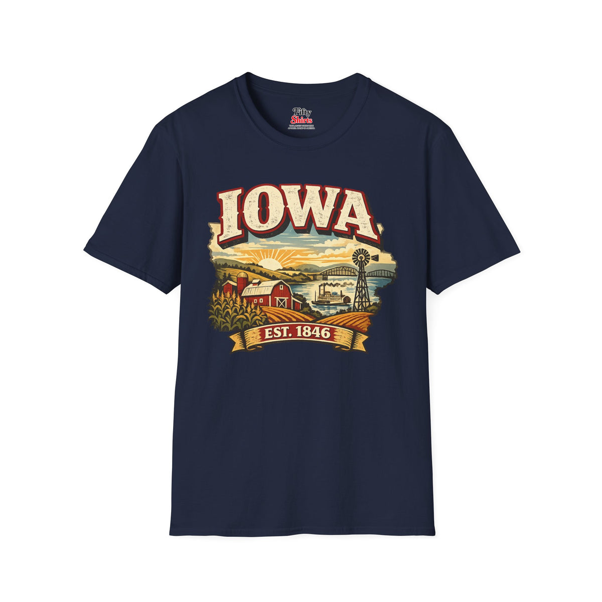 Vintage Iowa Heritage Unisex Softstyle T Shirt State Pride Graphic Tee Collections FS03