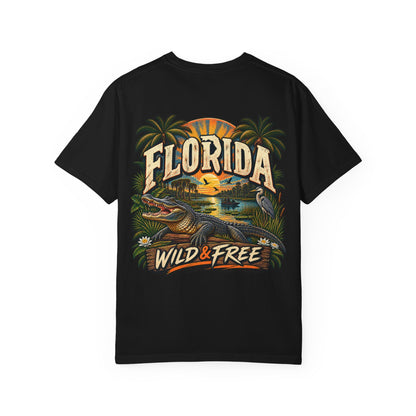 Florida Wild & Free  Unisex Comfort Color 1717 Streetwear Graphic Tee
