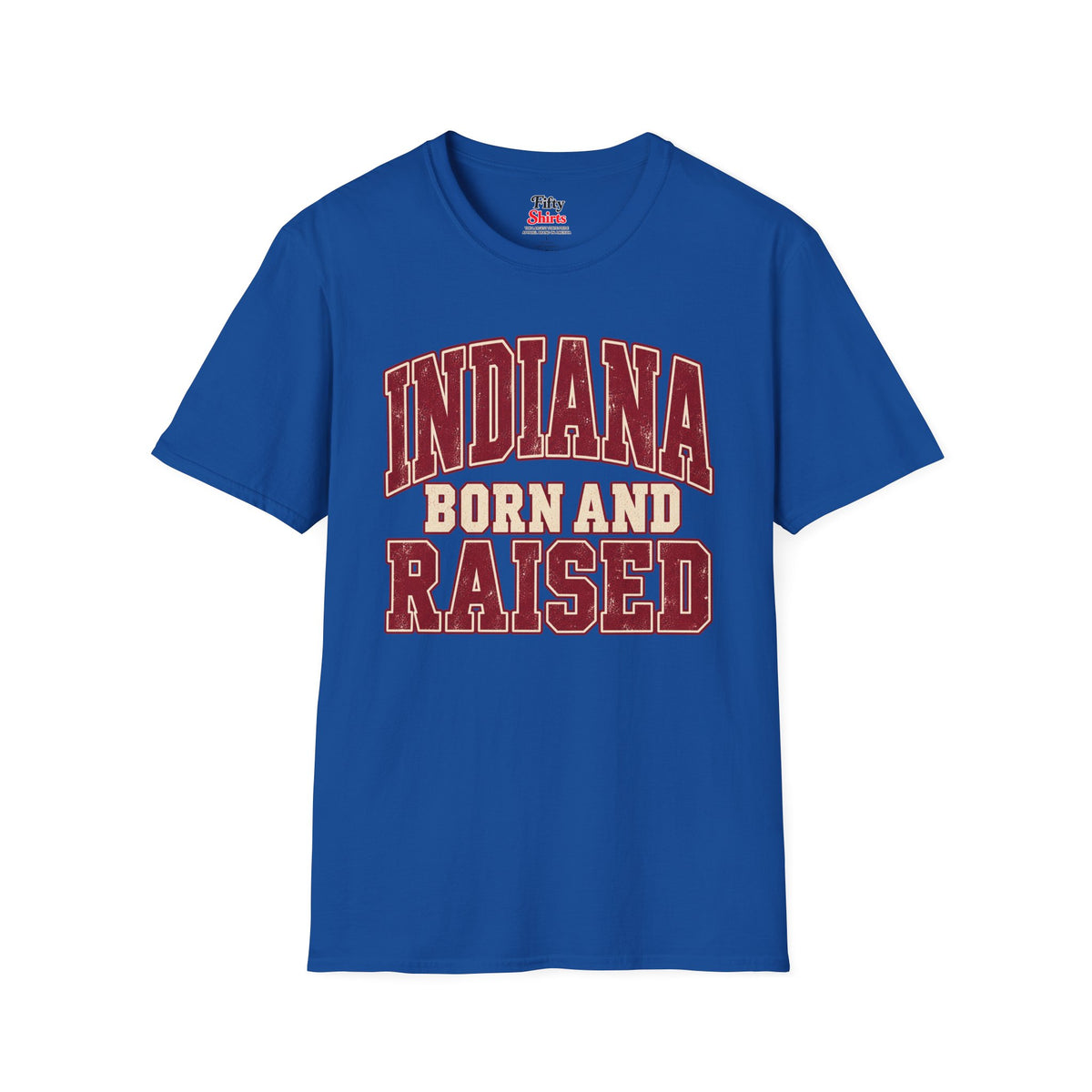 Indiana Born and Raised Unisex Softstyle T Shirt State Name Graphic Tee
