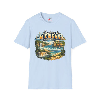 Explore Michigan Unisex Softstyle T Shirt State Pride Graphic Tee Collections FS03