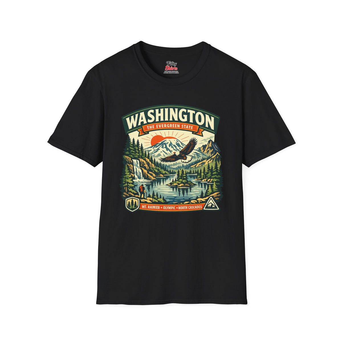 Washington Evergreen State Adventure Unisex Softstyle T Shirt State Pride Graphic Tee Collections FS03