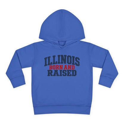Illinois Born and Raised Rustic Midwest Americana Unisex Toddler Pullover Fleece Hoodie