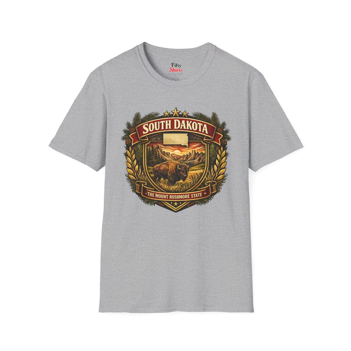 South Dakota Heritage Badge Unisex Softstyle T Shirt State Pride Graphic Tee Collections FS03