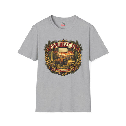 South Dakota Heritage Badge Unisex Softstyle T Shirt State Pride Graphic Tee Collections FS03