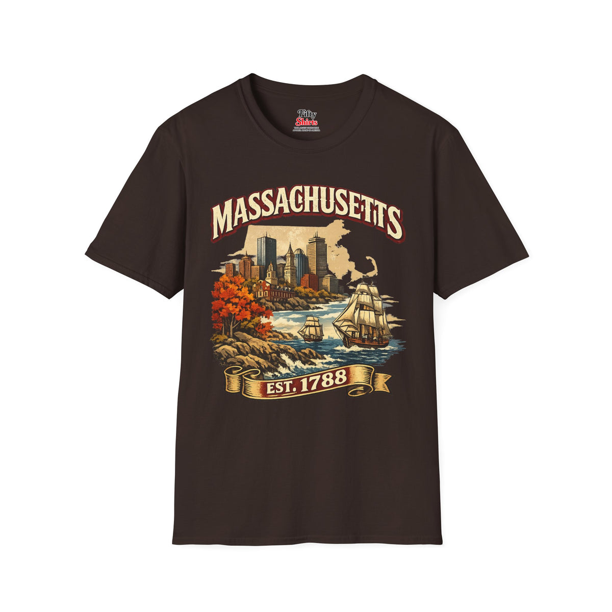 Vintage Massachusetts Heritage Unisex Softstyle T Shirt State Pride Graphic Tee Collections FS03