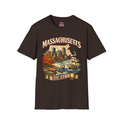 Vintage Massachusetts Heritage Unisex Softstyle T Shirt State Pride Graphic Tee Collections FS03