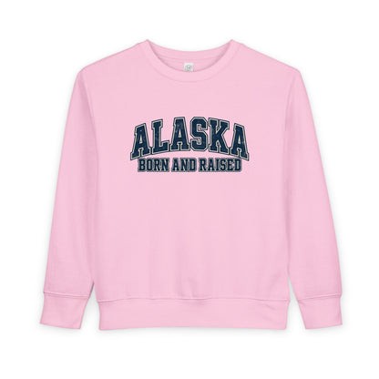 Alaska Born and Raised Classic Collegiate Unisex Toddler Sweatshirt