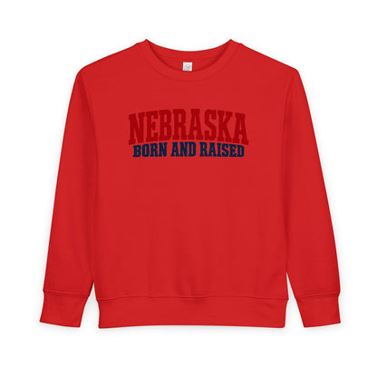 Nebraska Born and Raised Rugged Workwear Unisex Toddler Sweatshirt Graphic