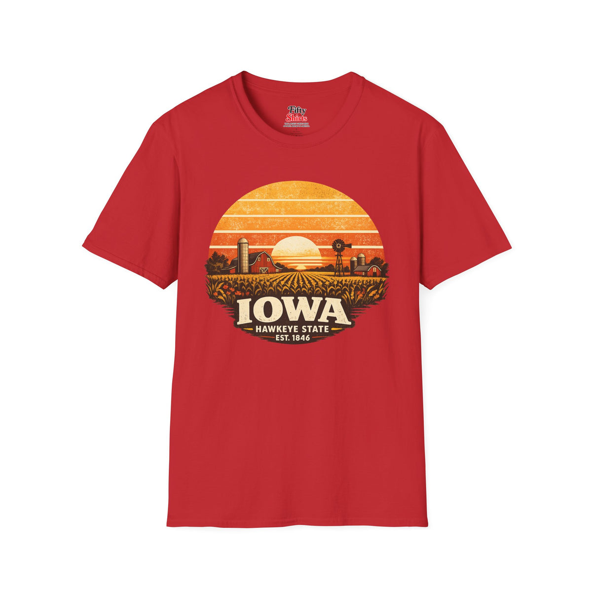 Iowa Prairie Sunset Unisex Softstyle T Shirt State Pride Graphic Tee Collections FS03