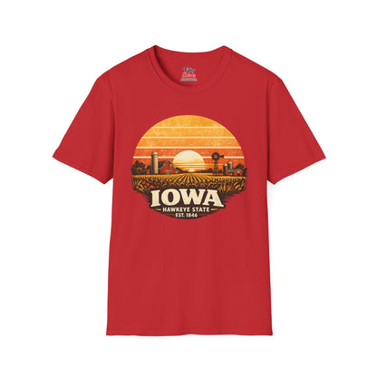 Iowa Prairie Sunset Unisex Softstyle T Shirt State Pride Graphic Tee Collections FS03