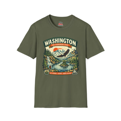 Washington Evergreen State Adventure Unisex Softstyle T Shirt State Pride Graphic Tee Collections FS03