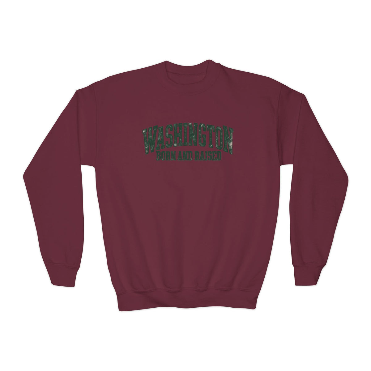 Washington Born and Raised Vintage Workwear Unisex Youth Crewneck Sweatshirt Graphic
