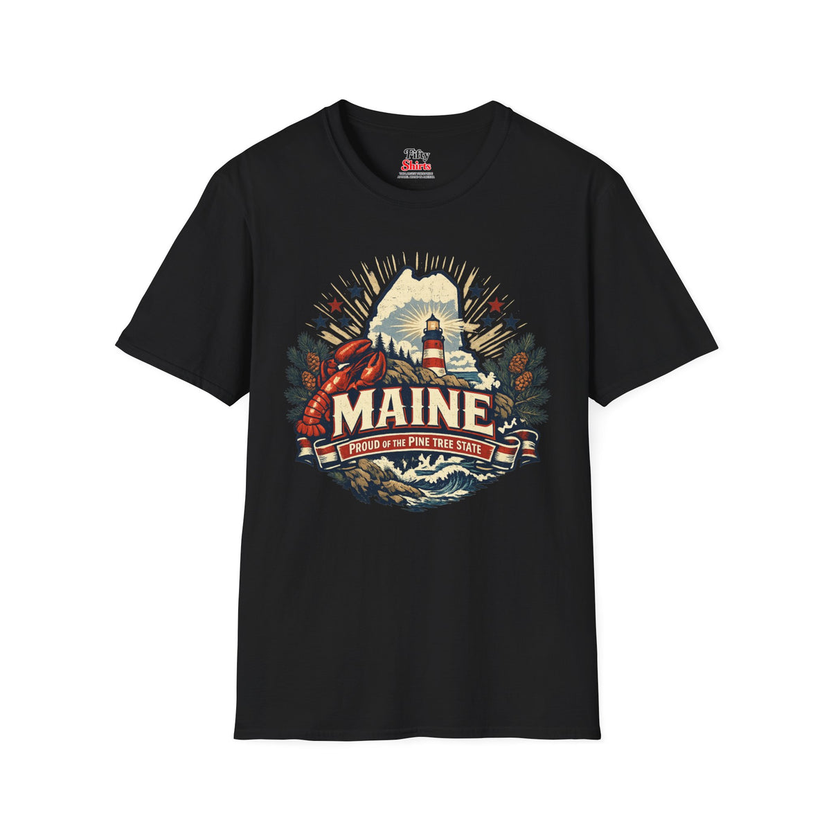 Maine State Pride Unisex Softstyle T Shirt State Pride Graphic Tee Collections FS03
