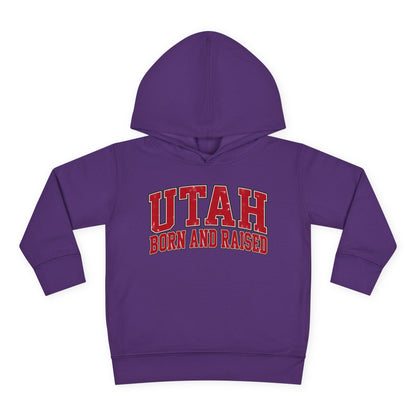 Utah Born and Raised Collegiate Classic Unisex Toddler Pullover Fleece Hoodie
