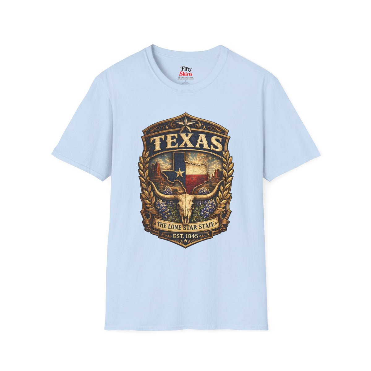 Texas Heritage Badge Unisex Softstyle T Shirt State Pride Graphic Tee Collections FS03