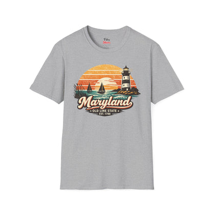 Maryland Coastal Sunset Unisex Softstyle T Shirt State Pride Graphic Tee Collections FS03