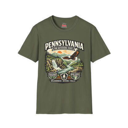 Pennsylvania Keystone State Adventure Unisex Softstyle T Shirt State Pride Graphic Tee Collections FS03