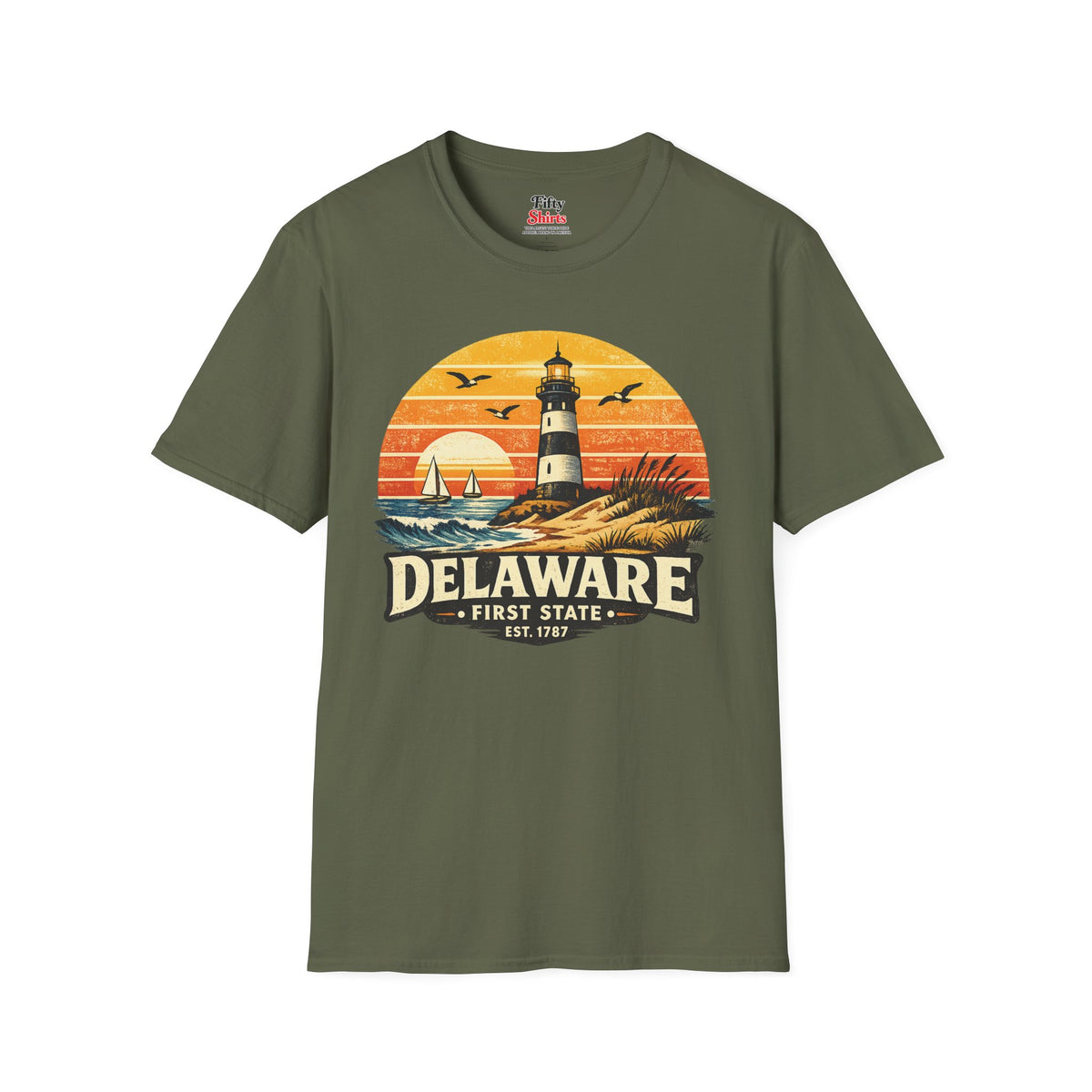 Delaware Coastal Sunset Unisex Softstyle T Shirt State Pride Graphic Tee Collections FS03